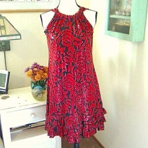 J.B.S. Sparkly Red and Black Swing Dress